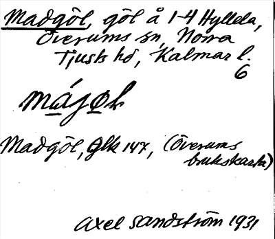 Bild på arkivkortet för arkivposten Madgöl