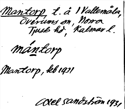 Bild på arkivkortet för arkivposten Mantorp