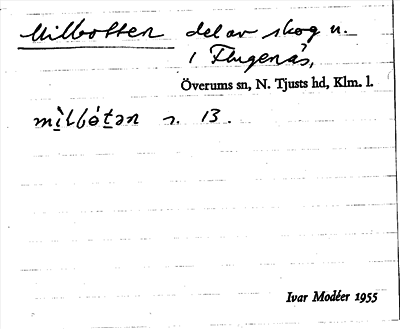 Bild på arkivkortet för arkivposten Milbotten