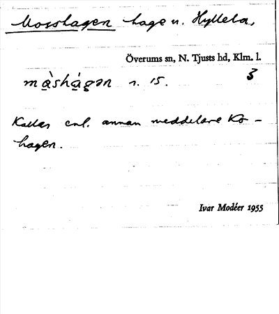 Bild på arkivkortet för arkivposten Mosshagen