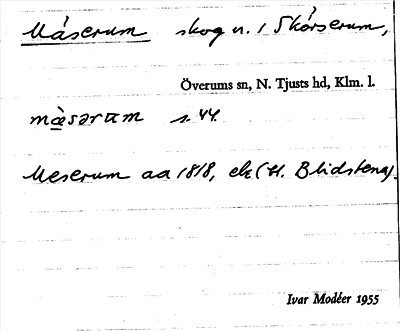 Bild på arkivkortet för arkivposten Mäserum