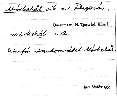 Bild på arkivkortet för arkivposten Mörkehål