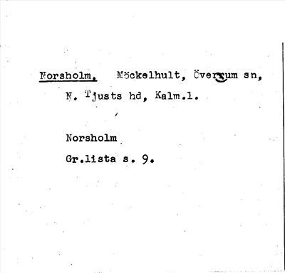Bild på arkivkortet för arkivposten Norsholm