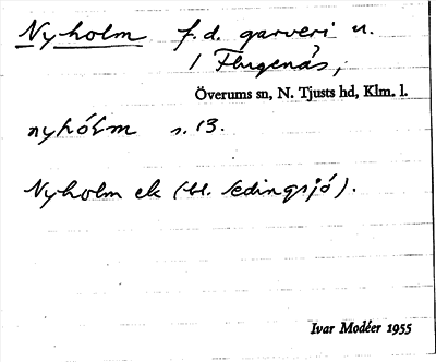 Bild på arkivkortet för arkivposten Nyholm
