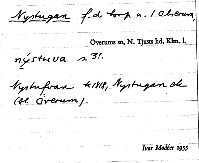 Bild på arkivkortet för arkivposten Nystugan