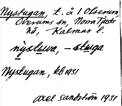 Bild på arkivkortet för arkivposten Nystugan