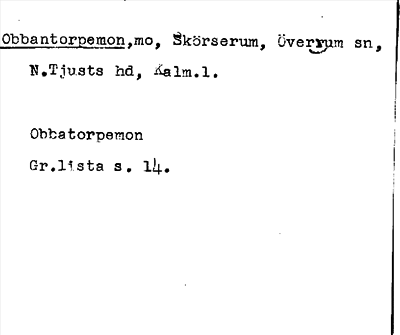 Bild på arkivkortet för arkivposten Obbantorpemon