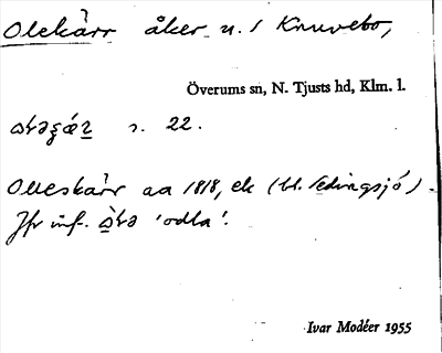 Bild på arkivkortet för arkivposten Olekärr