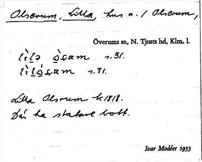 Bild på arkivkortet för arkivposten Olserum, Lilla