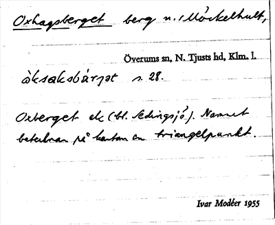 Bild på arkivkortet för arkivposten Oxhagsberget