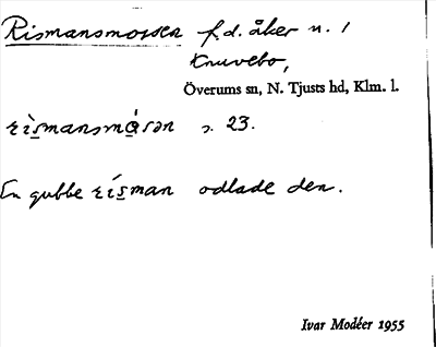Bild på arkivkortet för arkivposten Rismansmossen