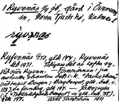 Bild på arkivkortet för arkivposten Ryvenäs