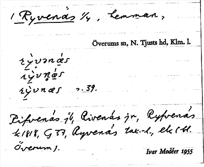 Bild på arkivkortet för arkivposten Ryvenäs