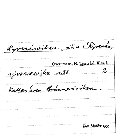 Bild på arkivkortet för arkivposten Ryvenäsviken