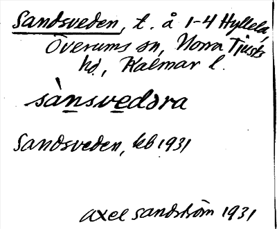 Bild på arkivkortet för arkivposten Sandsveden