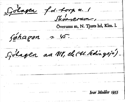 Bild på arkivkortet för arkivposten Sjöhagen