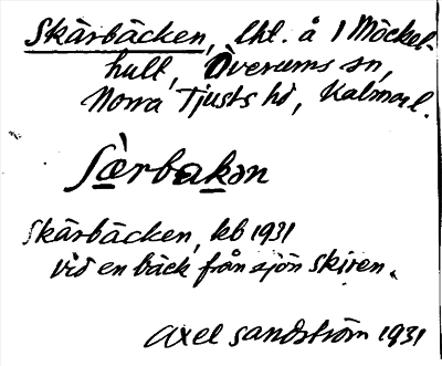 Bild på arkivkortet för arkivposten Skärbäcken