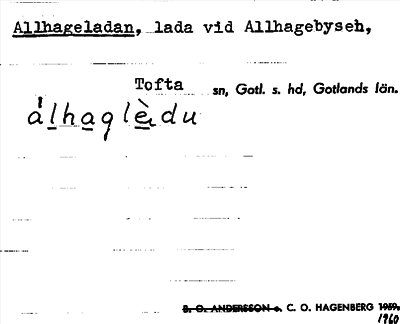 Bild på arkivkortet för arkivposten Allhageladan