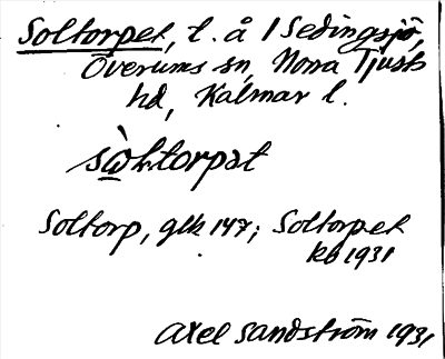 Bild på arkivkortet för arkivposten Soltorpet
