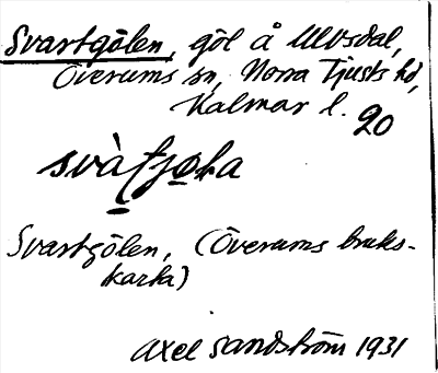 Bild på arkivkortet för arkivposten Svartgölen
