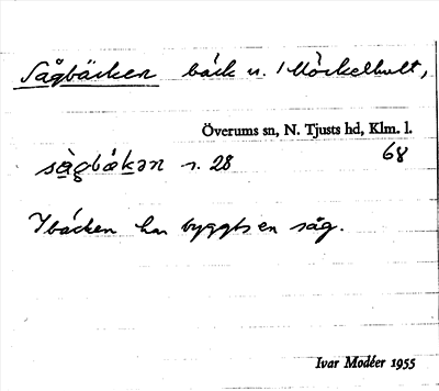 Bild på arkivkortet för arkivposten Sågbäcken