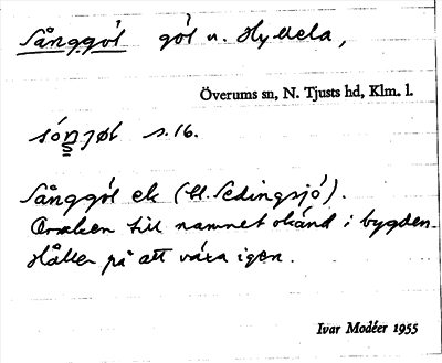 Bild på arkivkortet för arkivposten Sånggöl