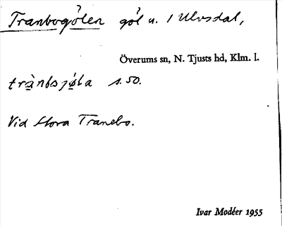 Bild på arkivkortet för arkivposten Tranbogölen