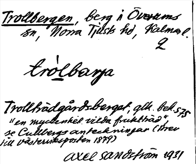 Bild på arkivkortet för arkivposten Trollbergen