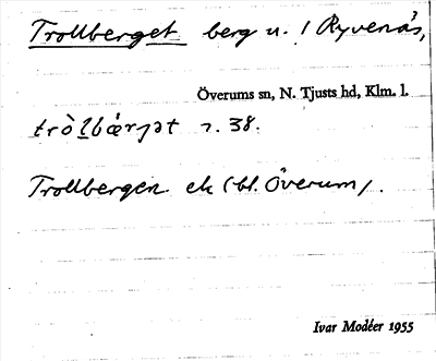 Bild på arkivkortet för arkivposten Trollberget