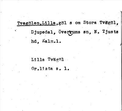 Bild på arkivkortet för arkivposten Tvegölen, Lilla