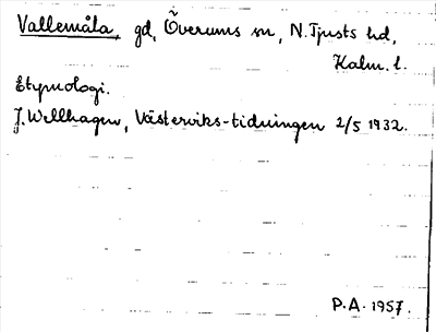 Bild på arkivkortet för arkivposten Vallemåla