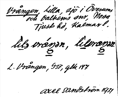 Bild på arkivkortet för arkivposten Vrången, Lilla
