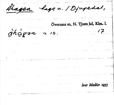 Bild på arkivkortet för arkivposten Åhagen