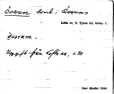 Bild på arkivkortet för arkivposten Överum