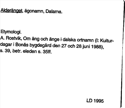 Bild på arkivkortet för arkivposten Alderänget