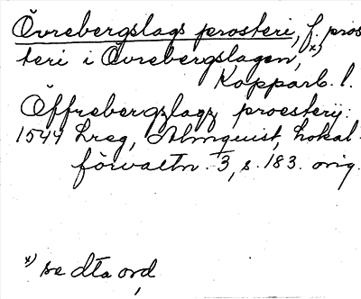 Bild på arkivkortet för arkivposten Övrebergslags prosteri