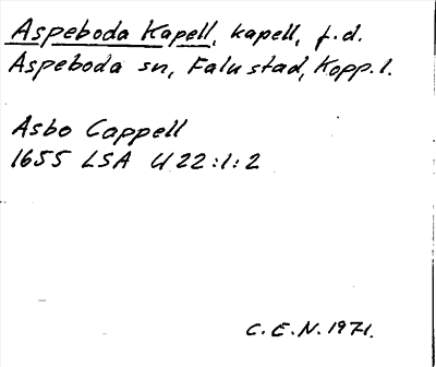 Bild på arkivkortet för arkivposten Aspeboda Kapell