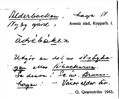 Bild på arkivkortet för arkivposten Alderbacken se Nybyhagen, Åbackarna, Brunnshagen