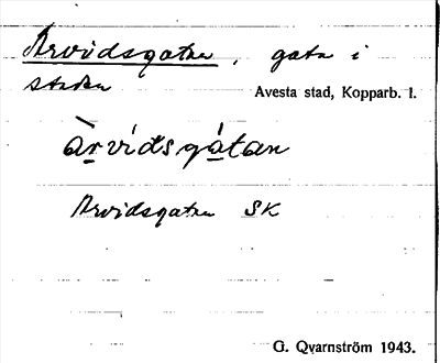 Bild på arkivkortet för arkivposten Arvidsgatan