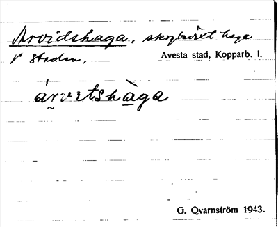 Bild på arkivkortet för arkivposten Arvidshaga