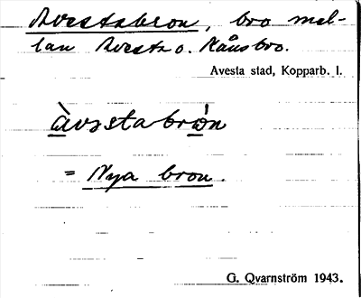 Bild på arkivkortet för arkivposten Avestabron = Nya bron