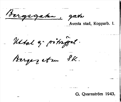 Bild på arkivkortet för arkivposten Bergsgatan