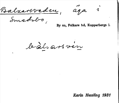 Bild på arkivkortet för arkivposten Balzarsveden