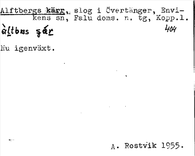 Bild på arkivkortet för arkivposten Alftbergs kärr