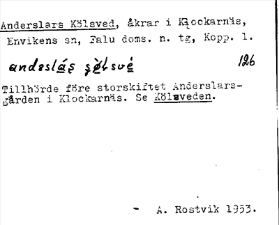 Bild på arkivkortet för arkivposten Anderslars Kölsved