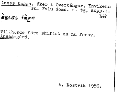 Bild på arkivkortet för arkivposten Ansas täppa