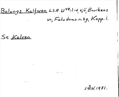 Bild på arkivkortet för arkivposten Balung Kalfwen, se Kalven