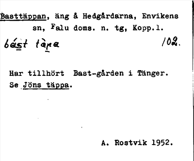 Bild på arkivkortet för arkivposten Basttäppan