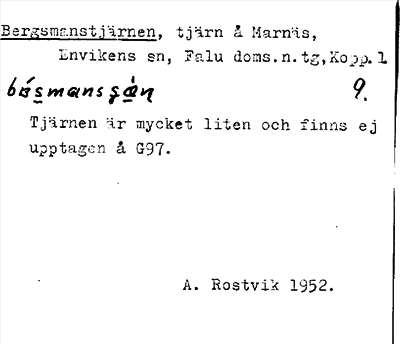 Bild på arkivkortet för arkivposten Bergsmanstjärnen