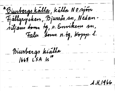 Bild på arkivkortet för arkivposten »Biurbergskälla
